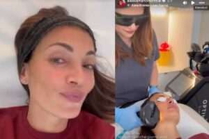 Alessia mancini che si sottopone ad un trattamento estetico